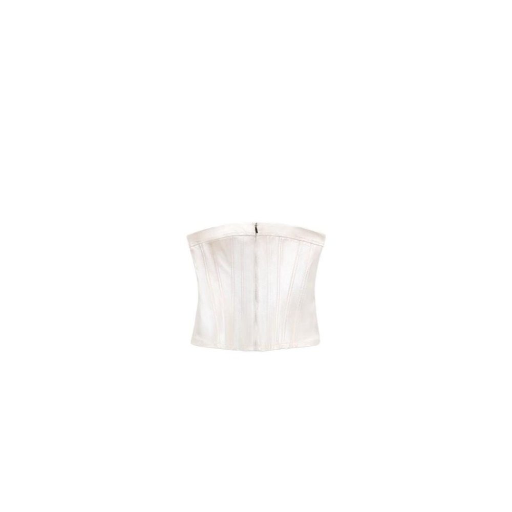 ZARA METALLIC STRAPLESS TOP CREAM SIZE S| 4661/003